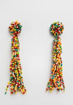 Cercei lungi in forma de ciucure cu margelute multicolore imagine