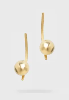 Cercei lungi Vault cu bila, din alama placata cu cu aur de 24k imagine