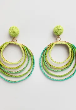 Cercei metalici aurii cu cinci cercuri, in nuante de verde imagine