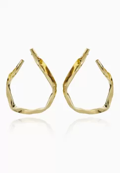 Cercei Moat cu forma circulara neregulata, din alama placata cu aur de 24k imagine