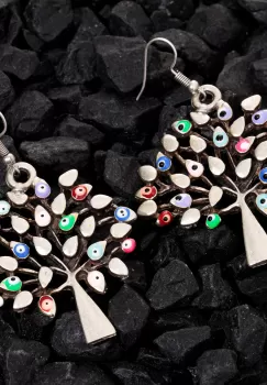 Cercei Pomul Vietii cu emailuri multicolore, din ZAMAC imagine