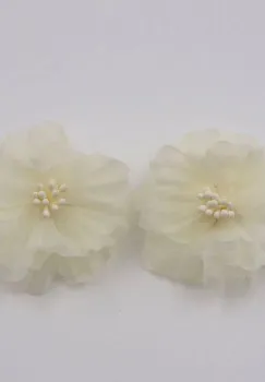 Cercei statement floare din voal alb imagine