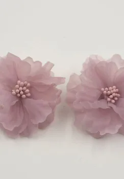 Cercei statement floare din voal lila imagine