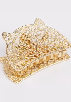 Clama medie metalica cu forma de pisicuta aurie imagine