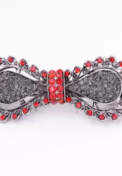 Clama medie metalica funda argintie cu pietre decorative argintii si rosii imagine