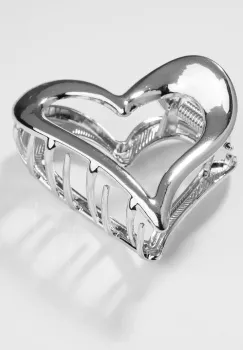 Clama par metalica in forma de inima, argintie imagine