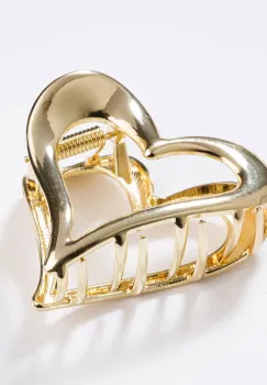 Clama par metalica in forma de inima, aurie imagine