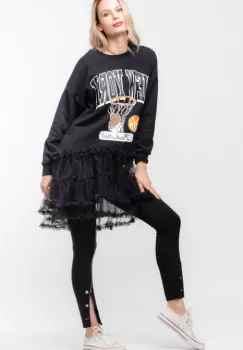 Colanti negri cu o cusatura argintie pe fata si capse imagine