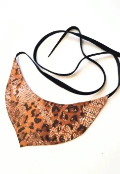Colier animal print cu reflexii hold, din piele naturala, spirit festiv ,unicat imagine