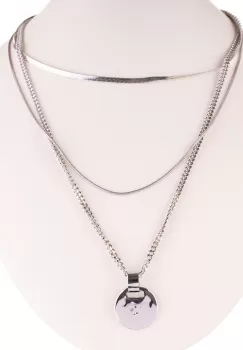 Colier argintiu cu trei lanturi diferite si pandantiv imagine