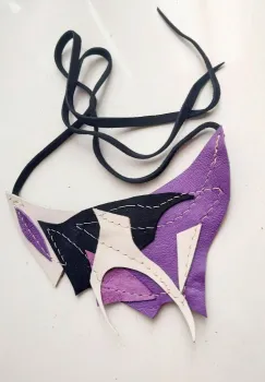 Colier asimetric din mix de piele naturala imagine