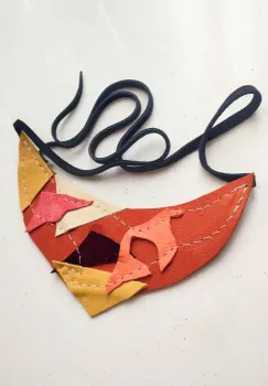 Colier asimetric din mix de piele naturala,usor de asortat imagine