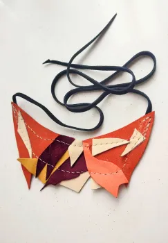 Colier asimetric din piele naturala, Tomnatic imagine