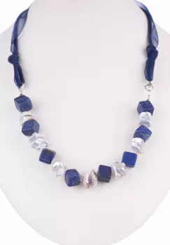 Colier din forme diferite de lapis, perle naturale si hematit imagine