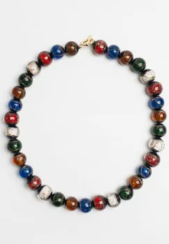 Colier din sticla de murano in nunate de albstru, verde, alb si rosu imagine