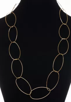 Colier fin cu zale egale mari din otel inoxidabil argintiu imagine