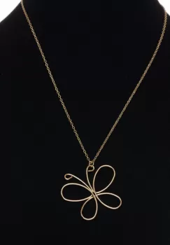 Colier lant fin cu pandant fluture din otel inoxidabil auriu imagine