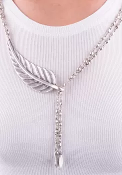 Colier lung cu frunza ce culiseaza pe 2 lanturi din ZAMAC imagine