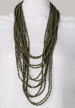 Colier lung multisir kaki textil ,   design fluid, elegant imagine