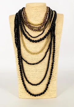 Colier multisir negru cu accente aurii ,   cascada eleganta imagine