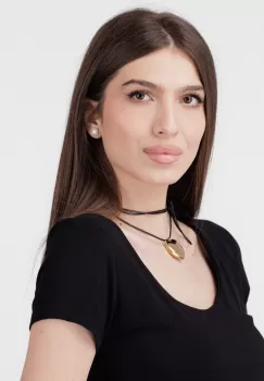 Colier reglabil in forma de inima din otel inoxidabil auriu imagine