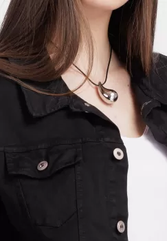 Colier reglabil in forma de picatura din otel inoxidabil argintiu, model gen botega venetta imagine