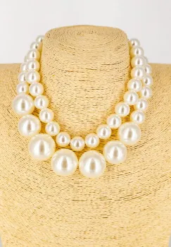 Colier scurt dublu cu perle mari ,   elegant si statement imagine
