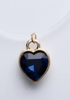 Colier silicon la baza gatului cu pandantiv din stras in forma de inima in montura argintie imagine