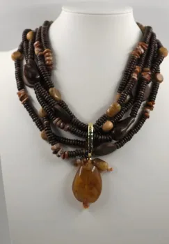 Colier statement in cinci siruri maro cu elemente de diferite forme ,   stil italian imagine