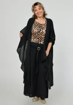 Compleu negru din in - blazer cu pantaloni - OUTFIT VARA imagine