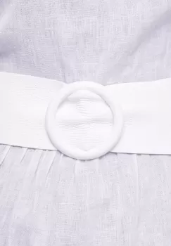 Curea alba din piele naturala cu latime de 7 cm, catarama rotunda imbracata in piele imagine