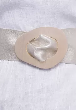 Curea aurie din piele naturala cu latime de 8 cm, catarama aurie neregulata imagine