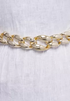 Curea aurie model lant cu zale mari, flexibila cu lant de prelungire imagine