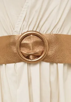 Curea bronz din piele naturala cu latime de 7 cm, catarama rotunda imbracata in piele imagine