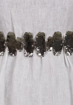 Curea elastica neagra de 5 cm latime cu elemente metalice argintii, neregulate imagine