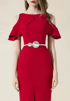 Curea extensibila metalica argintie cu catarama cercuri imagine