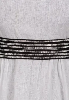 Curea flexibila 6 cm cu material elastic negru la spate si benzi de strasuri argintii pe fata imagine