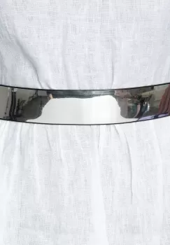 Curea flexibila argintie 4 cm cu material elastic negru la spate imagine