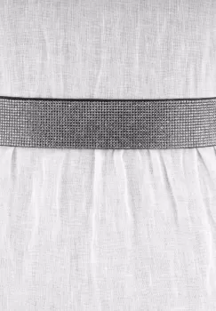 Curea flexibila argintie 4 cm cu material elastic negru la spate si strasuri argintii pe fata imagine