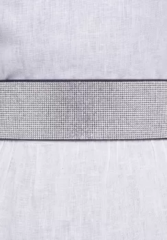 Curea flexibila argintie 6 cm cu material elastic negru la spate si strasuri argintii pe fata imagine