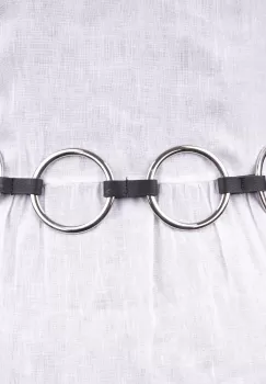 Curea flexibila cu 4 cercuri metalice argintii de 6 cm cu material elastic negru la spate imagine