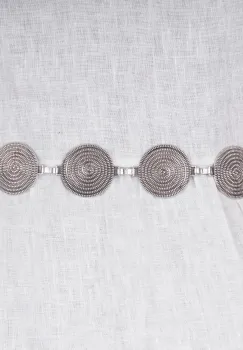 Curea flexibila cu cercuri metalice argintii de 4 cm cu lant metalic prelungitor imagine