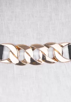 Curea flexibila cu decoratiune lant metalic si material elastic negru la spate imagine