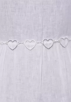 Curea flexibila metalica cu inimi, cu lant de prelungire, argintie imagine