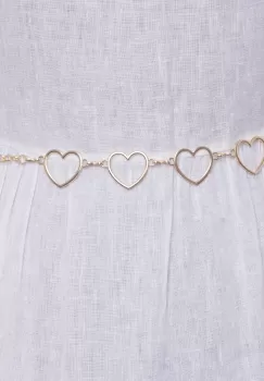Curea flexibila metalica cu inimi, cu lant de prelungire, aurie imagine