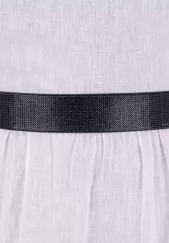 Curea flexibila neagra 4 cm cu material elastic negru la spate si strasuri negre pe fata imagine