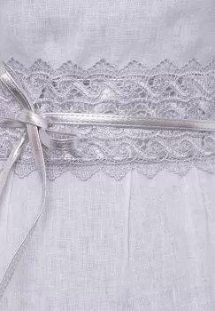 Curea lata de 10 cm petrecuta cu aplicatie din broderie textila, argintiu imagine