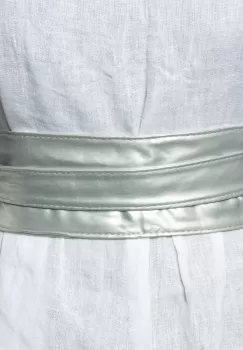 Curea lata de 11 cm petrecuta argintie mata din piele ecologica imagine