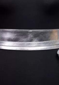 Curea lata petrecuta argintie din piele ecologica imagine