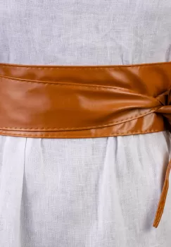 Curea lata petrecuta camel din piele ecologica imagine